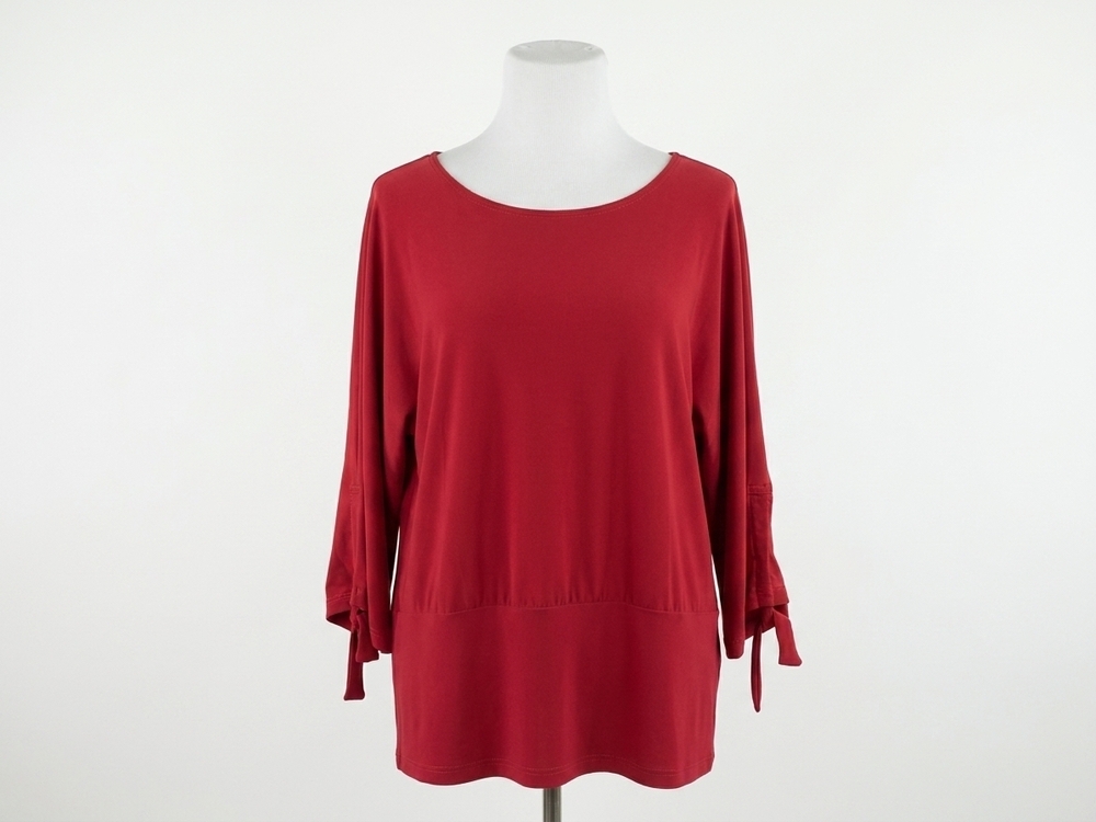NEW CLARA SUNWOO women's banded top with pull-tie cuff in red